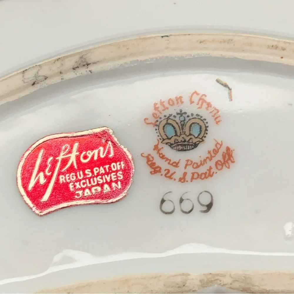 Lefton Lilac Chintz Moon Shaped Bone Dish - Picture 12 of 12
